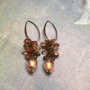 NWOT Handmade Crystal Gold Earrings